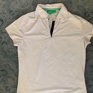 Women’s Tail Tech White Pin Striped Golf Shirt. Size Small. Good condition.